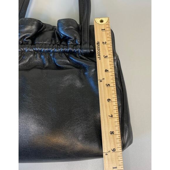 VTG 60s Ingber & Co. Black Cabretta Leather Handbag Gold Rose Clasp Retro USA - Picture 9 of 11